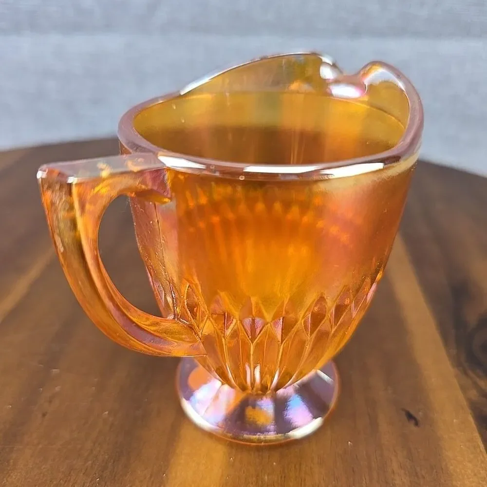 Jeannette Glass Anniversary Iridescent Marigold Creamer‎ Vintage Glassware